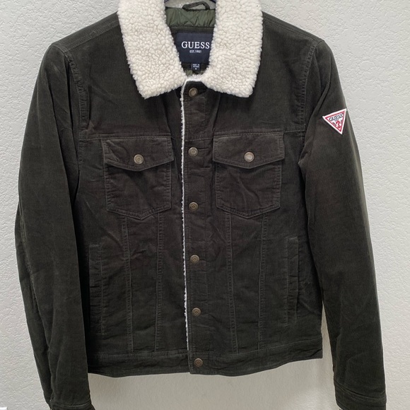 Guess Mens Corduroy Bomber Jacket With 